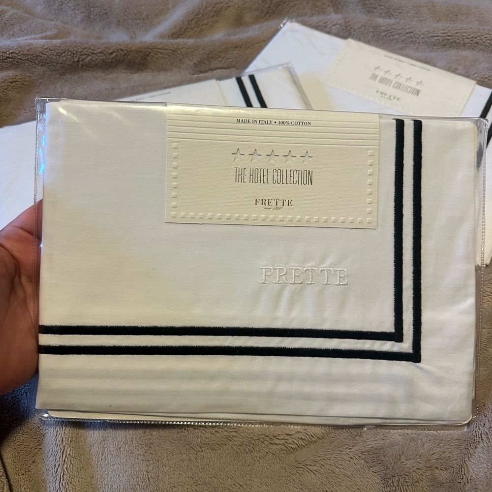 Frette Hotel Collection White and Black Bedding 100% cotton pillow shams